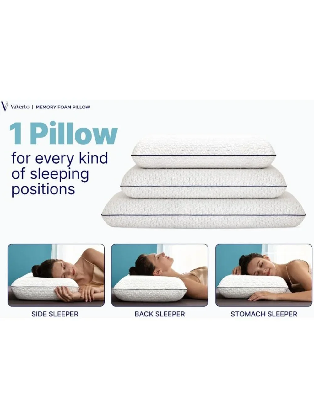 King Size Firm Memory Foam Pillows - 2-Pack for Ultimate Comfort & Support